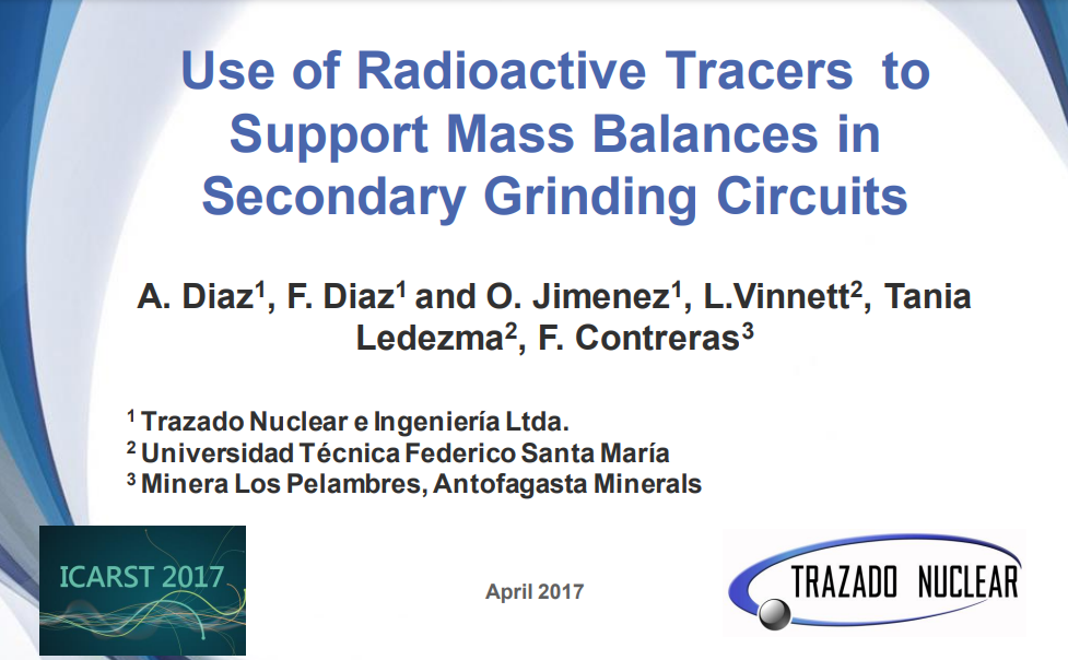 Use of Radioactive Tracers to Support Mass Balances in Secondary Grinding Circuits